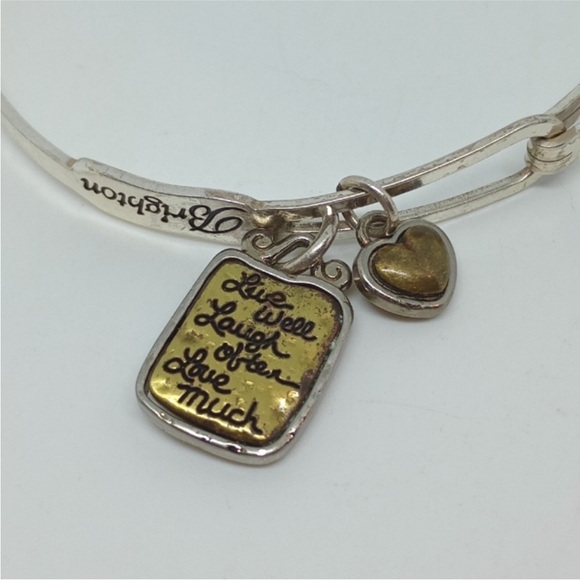 Brighton "Art & Soul Collection: Live Well, Laugh Often" Hammered Silver Bangle - Picture 2 of 3